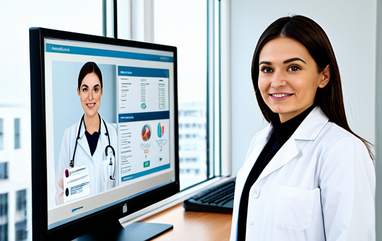 Transparent Healthcare Professional**

A friendly female doctor in a modest white coat, standing in a bright, modern office with a website displayed on a large monitor in the background showcasing doctor profiles and transparent pricing information, fully clothed, appropriate attire, safe for work, perfect anatomy, natural proportions, professional photography, high quality, professional.

**
