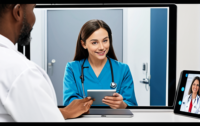 Modern Telehealth Appointment**
A patient wearing modest clothing having a video call consultation with a fully clothed doctor in a well-lit clinic setting, using a tablet, demonstrating convenient remote healthcare. Safe for work, appropriate content, fully clothed, professional setting, perfect anatomy, natural proportions, high quality, family-friendly.
**
