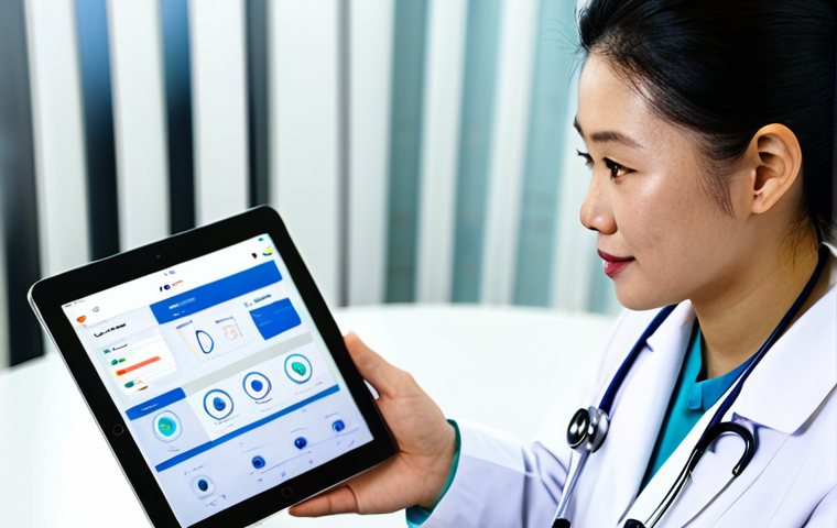 원격의료 서비스와 맞춤형 의료 - **

A Vietnamese doctor in a modern clinic, wearing a white coat and stethoscope, consults with a pa...