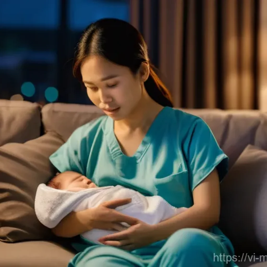 원격의료 서비스의 최신 발전 동향 - **Prompt:** A heartwarming scene of a young Vietnamese mother, in her late 20s, wearing comfortable ...