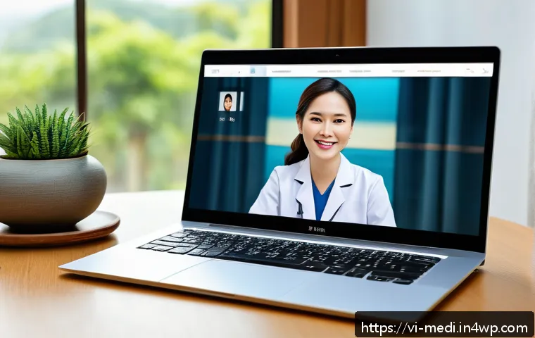 원격의료 서비스의 사용성 테스트 방법 - A modern Vietnamese telemedicine platform user interface displayed on a sleek laptop screen, showing...