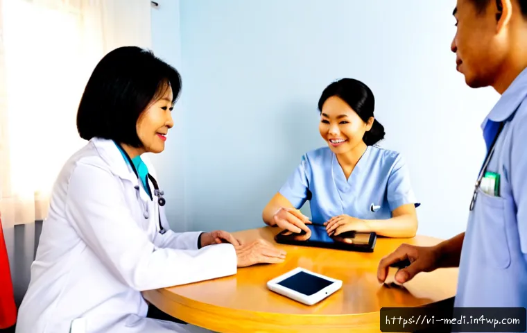 Home 15 원격의료 서비스의 효과적인 환자 교육 전략 - Photorealistic telehealth patient education scene in a bright modern Vietnamese apartment, a friendl...